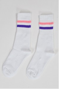 ATHLETIC SOCKS PINK AND PURPLE LINES