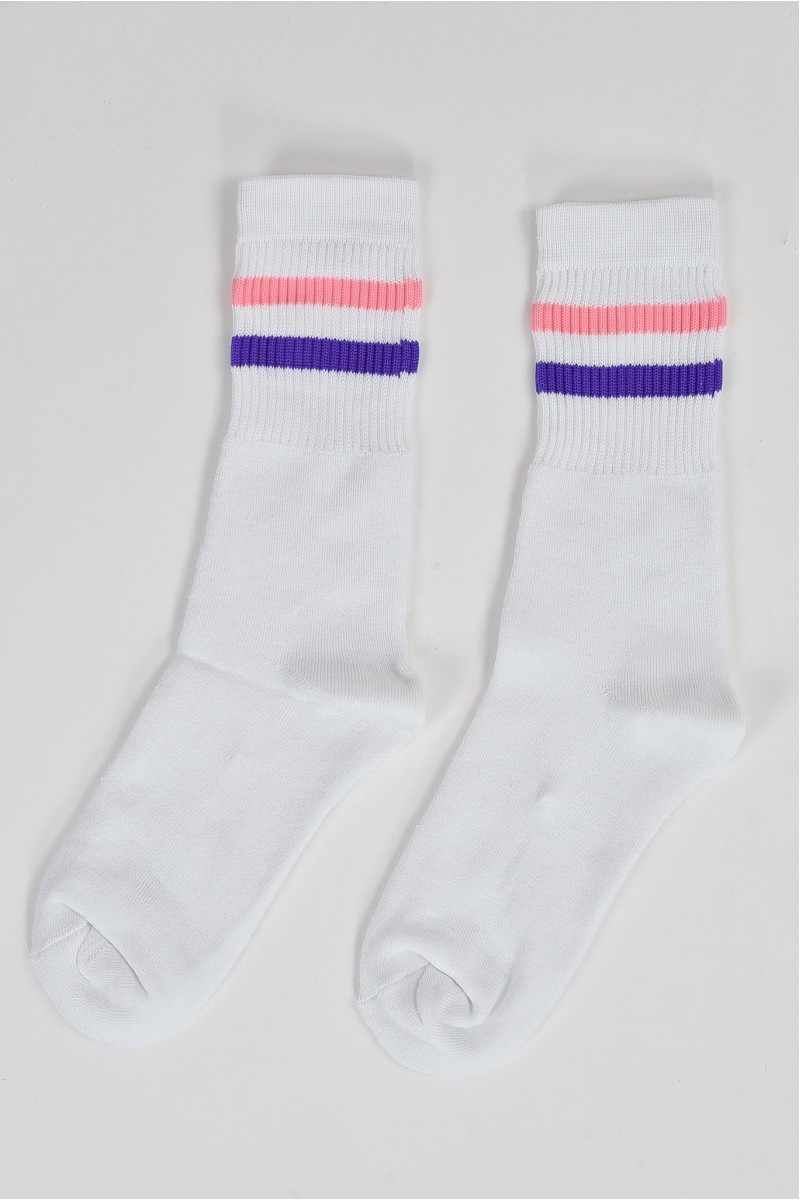 ATHLETIC SOCKS PINK AND PURPLE LINES ATHLETIC SOCKS PINK AND PURPLE LINES