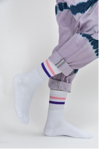 ATHLETIC SOCKS PINK AND PURPLE LINES ATHLETIC SOCKS PINK AND PURPLE LINES