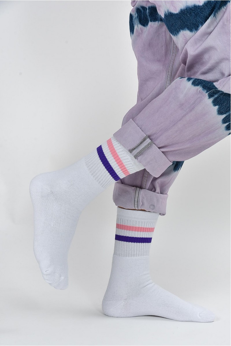 ATHLETIC SOCKS PINK AND PURPLE LINES