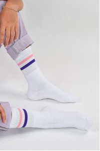 ATHLETIC SOCKS PINK AND PURPLE LINES ATHLETIC SOCKS PINK AND PURPLE LINES