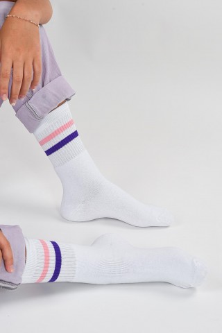 ATHLETIC SOCKS PINK AND PURPLE LINES