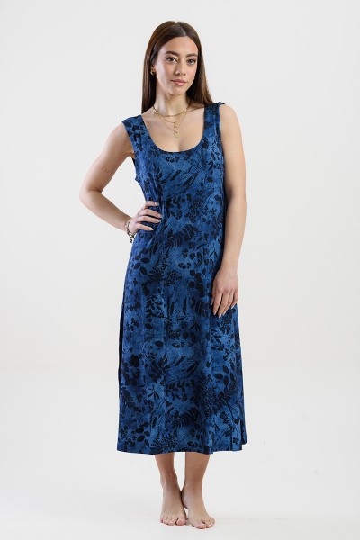 Αμάνικο φόρεμα viscoze ANS 332 BLUE BELLA ROSE