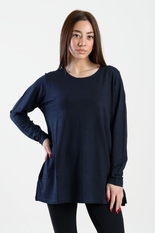 ΜΠΛΟΥΖΑ ΜΑΚΡΥ ΜΑΝΙΚΙ VISCOSE ANS 302 ΜΠΛΕ ΣΚΟΥΡΟ