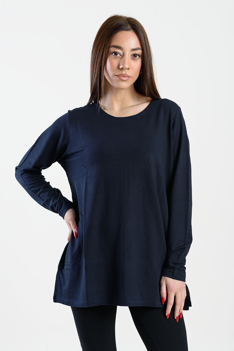 ΜΠΛΟΥΖΑ ΜΑΚΡΥ ΜΑΝΙΚΙ VISCOSE ANS 302 ΜΠΛΕ ΣΚΟΥΡΟ