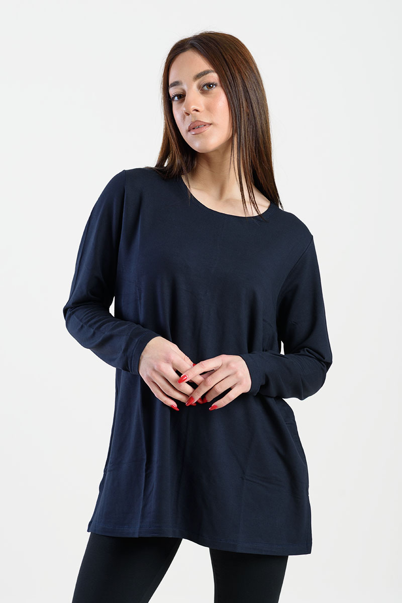 ΜΠΛΟΥΖΑ ΜΑΚΡΥ ΜΑΝΙΚΙ VISCOSE ANS 302 ΜΠΛΕ ΣΚΟΥΡΟ