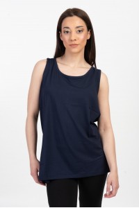 Γυναικεία μπλούζα αμάνικη ANS 312 Μπλε Μονόχρωμη