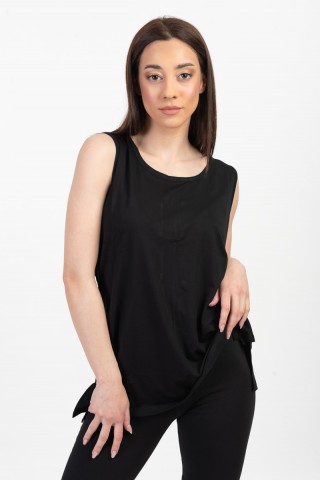 Γυναικεία μπλούζα αμάνικη ANS 312 Μαύρη Μονόχρωμη