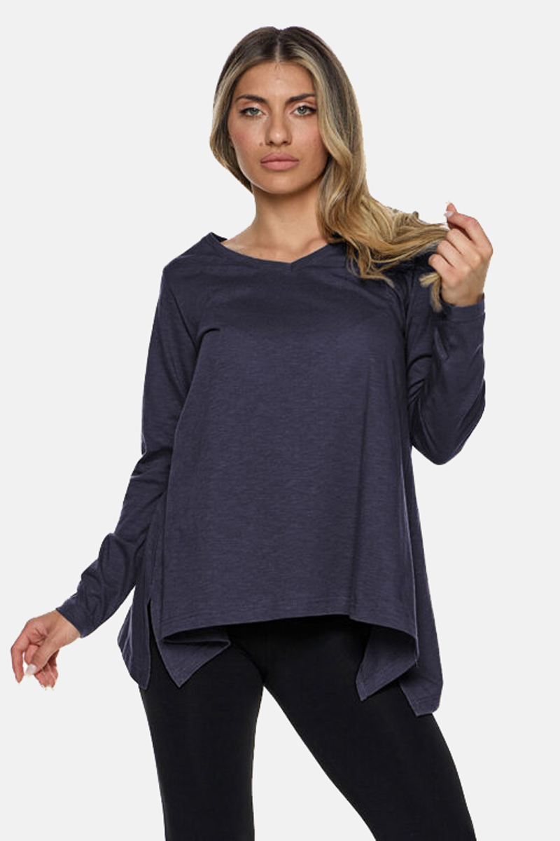 Γυναικεία μπλούζα OVERSIZE BODY MOVE Φλάμα V 1367 BLUE