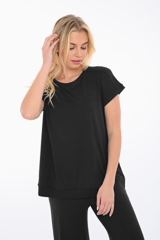 T-Shirt Βισκόζυ Λύκρα BODY MOVE 1395 ΜΑΥΡΟ