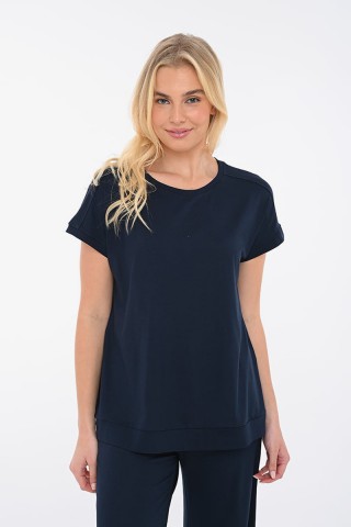 T-Shirt Βισκόζυ Λύκρα BODY MOVE 1395 ΜΠΛΕ ΣΚΟΥΡΟ