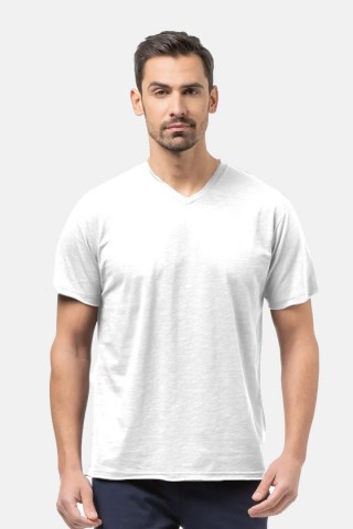 Ανδρικό T-Shirt Flama με V BODY MOVE 1452 ΛΕΥΚΟ