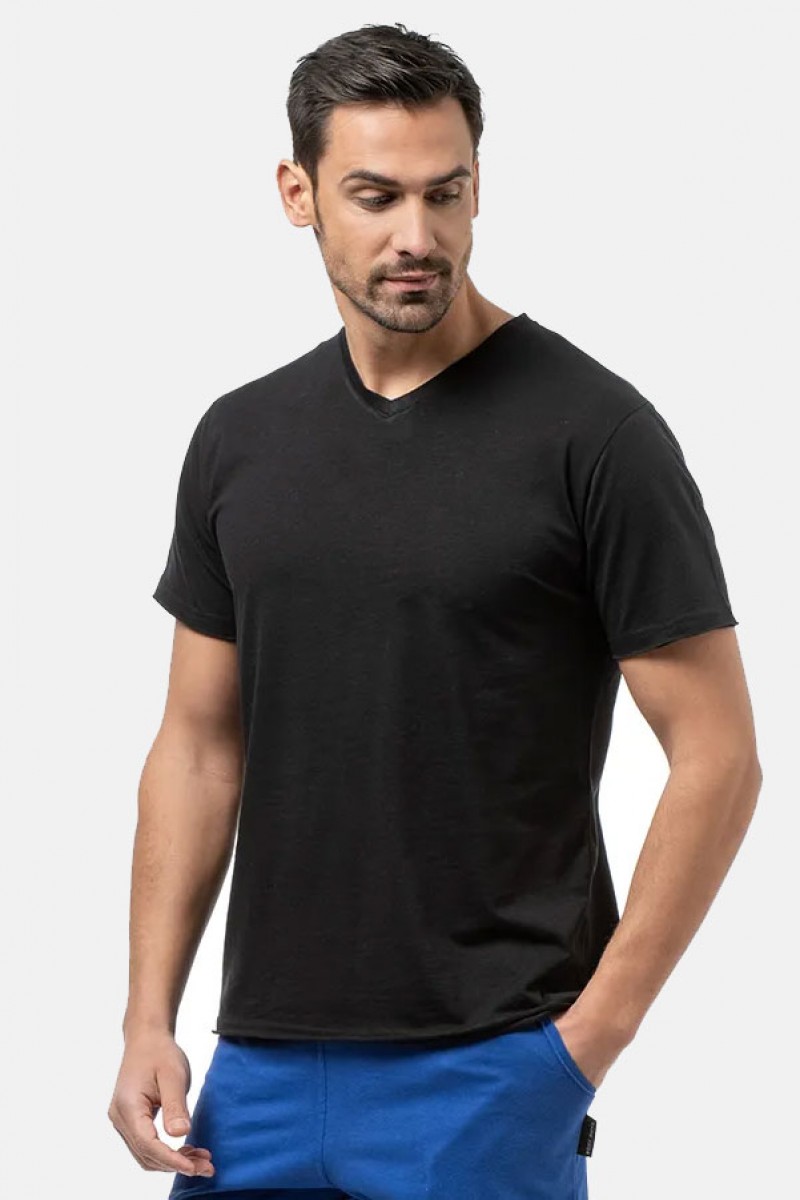 Ανδρικό T-Shirt Flama με V BODY MOVE 1452 Μαύρο