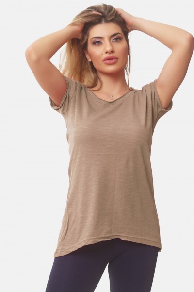 Γυναικείο T-Shirt BODY MOVE 894 ΚΑΦΕ