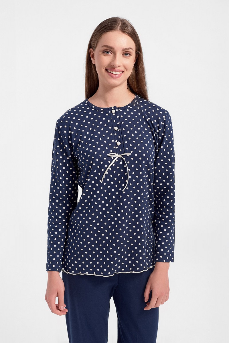 Κλασική πυτζάμα CHERRY Πουά NAVY Κλασική πυτζάμα CHERRY Πουά NAVY