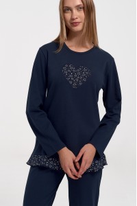 Χειμερινή πιτζάμα CHERRY Navy Heart 10165 Χειμερινή πιτζάμα CHERRY Navy Heart 10165
