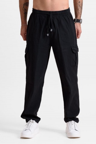 Ανδρική παντελόνα Cargo CREPE SPORTS 100 ΜΑΥΡΟ