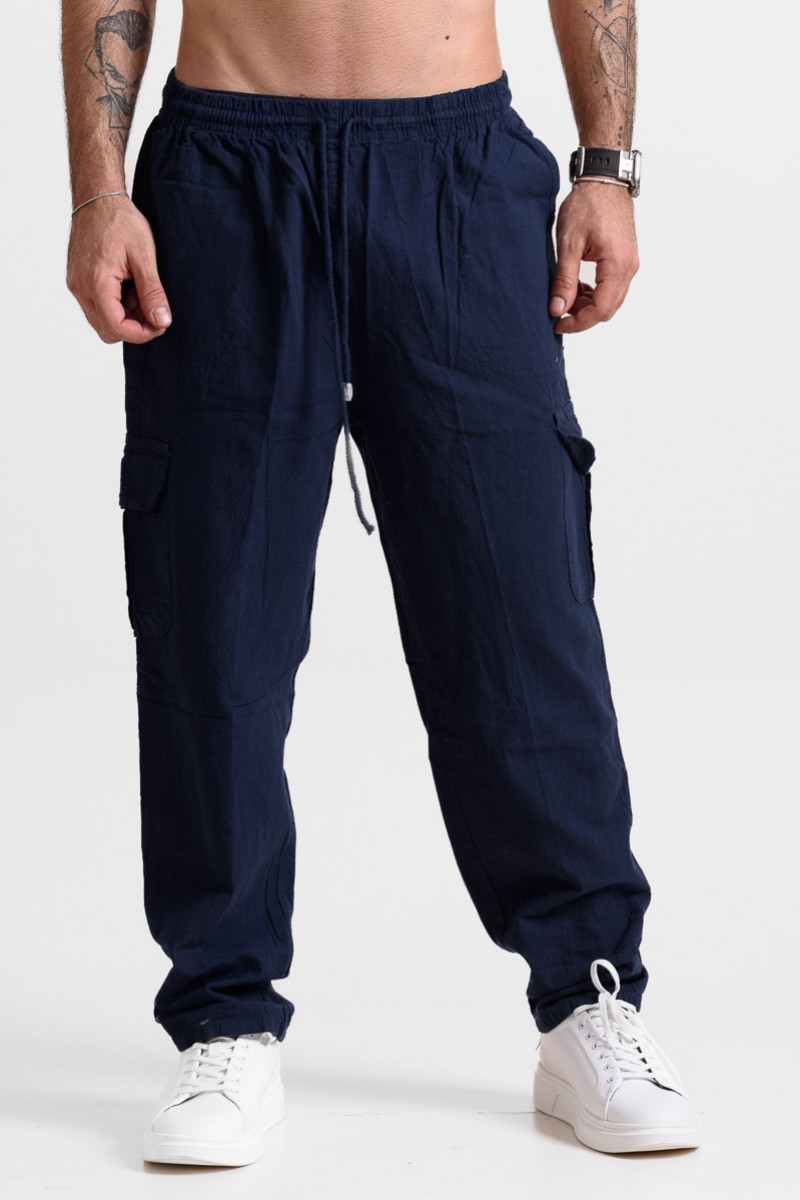 Ανδρική παντελόνα Cargo CREPE SPORTS 100 ΜΠΛΕ ΣΚΟΥΡΟ