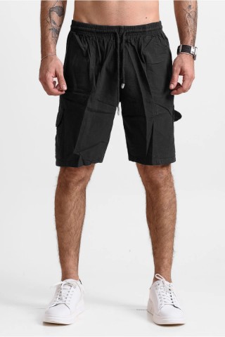 Ανδρική Βερμούδα cargo CREPE SPORTS ΜΑΥΡΟ