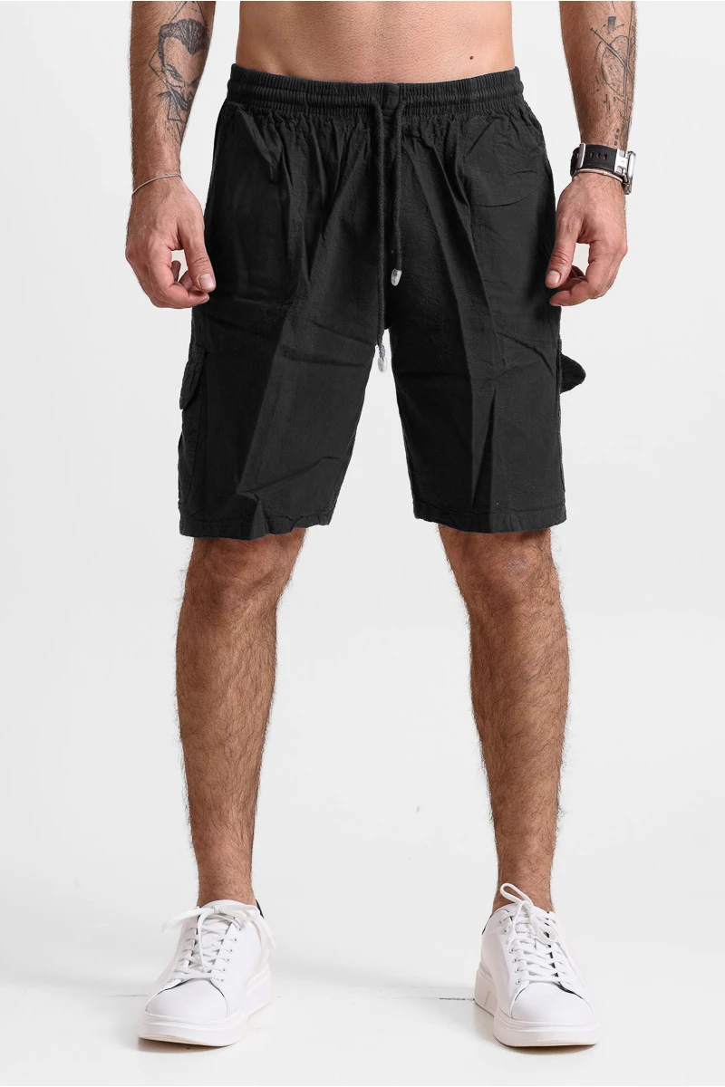 Ανδρική Βερμούδα cargo CREPE SPORTS ΜΑΥΡΟ