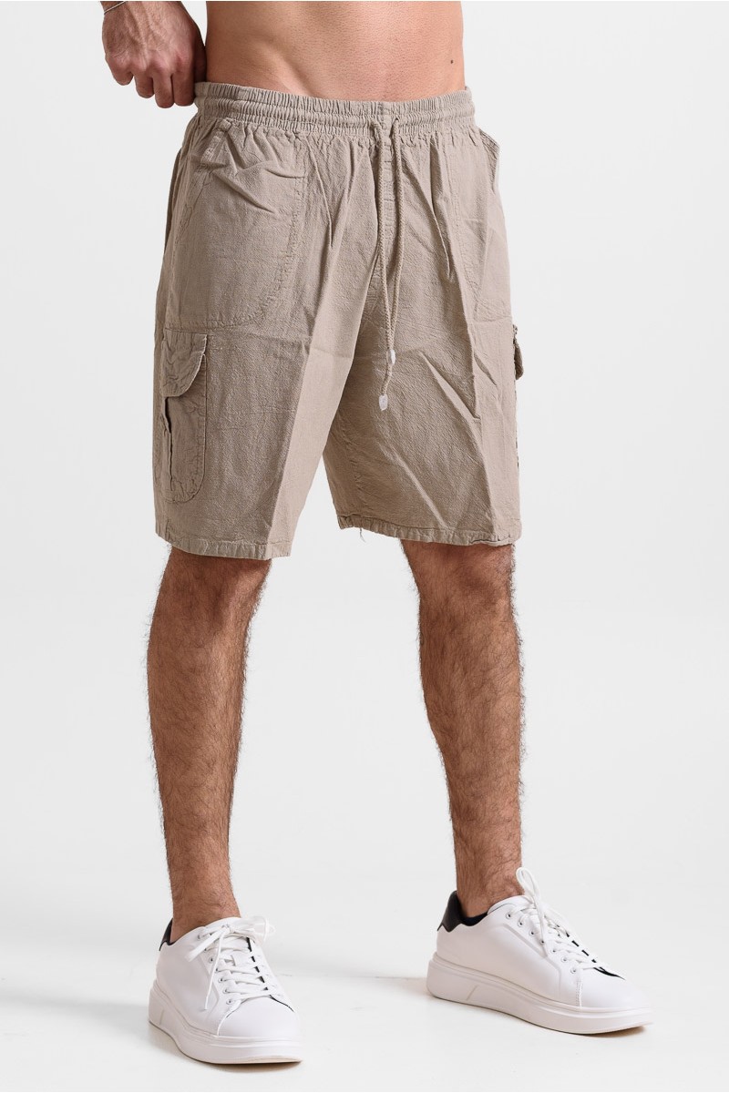 Ανδρική Βερμούδα cargo CREPE SPORTS ΜΠΕΖ Ανδρική Βερμούδα cargo CREPE SPORTS ΜΠΕΖ