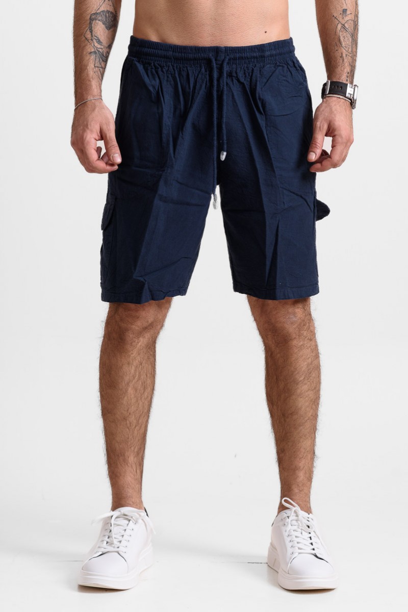 Ανδρική Βερμούδα cargo CREPE SPORTS ΜΠΛΕ ΣΚΟΥΡΟ
