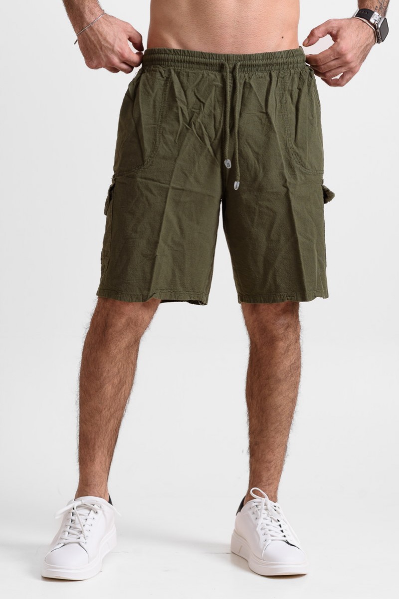 Ανδρική Βερμούδα cargo CREPE SPORTS ΧΑΚΙ