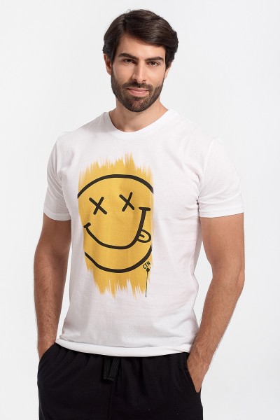 Ανδρικό T-Shirt Yellow Happy Face Καλοκαίρι 2020