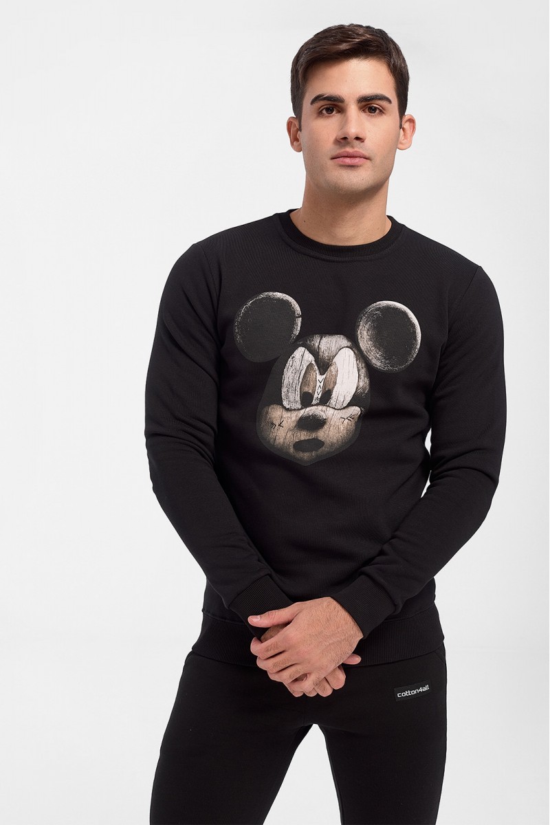 Φούτερ μπλούζα Cotton4all Black Mickey Φούτερ μπλούζα Cotton4all Black Mickey