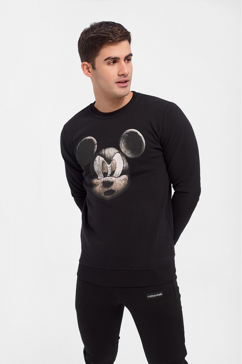Φούτερ μπλούζα Cotton4all Black Mickey Φούτερ μπλούζα Cotton4all Black Mickey