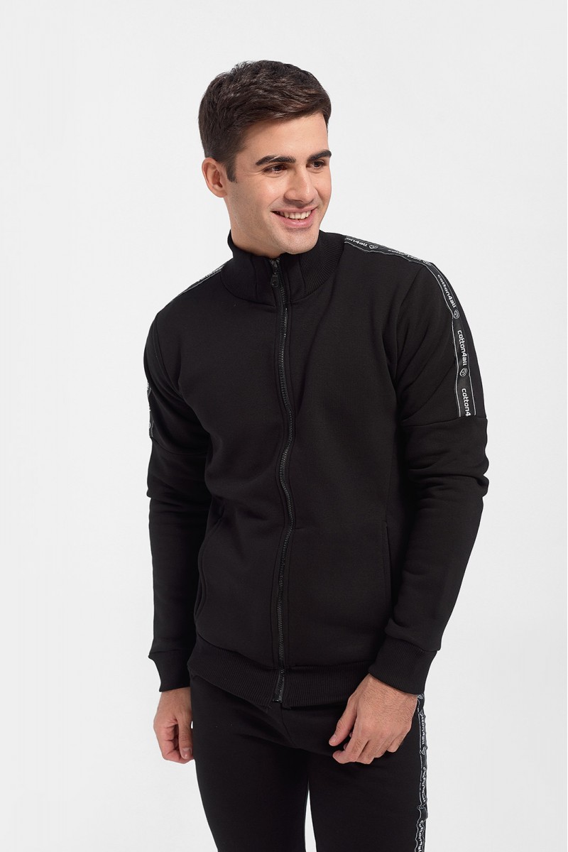 Φούτερ ζακέτα Cotton4all Total Black Φούτερ ζακέτα Cotton4all Total Black