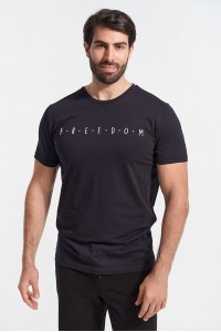 Ανδρικό T-Shirt Cotton4all FREEDOM Μαύρο