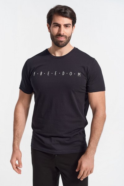 Ανδρικό T-Shirt Cotton4all FREEDOM Μαύρο