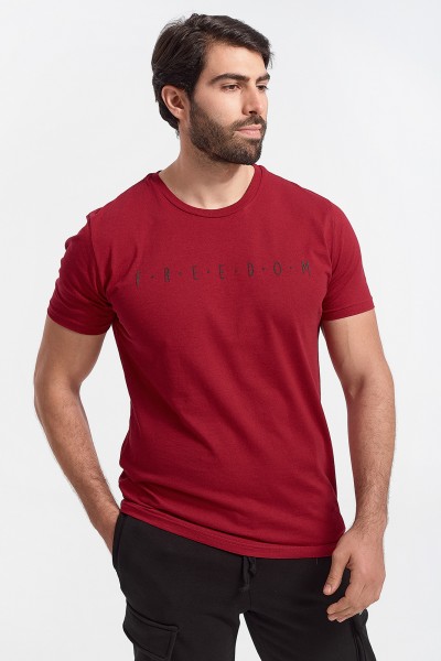 Ανδρικό T-Shirt Cotton4all FREEDOM Μπορντό