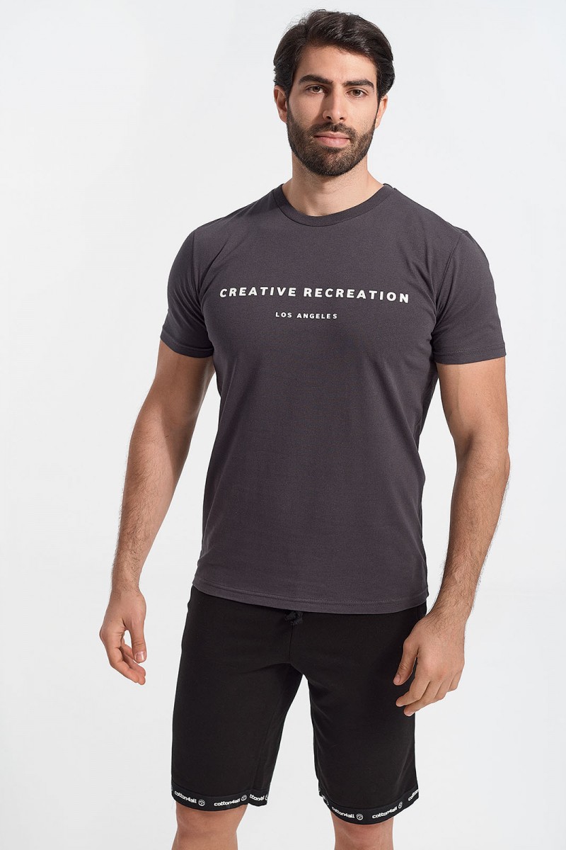 Ανδρικό T-Shirt Cotton4all LOS ANGELES Ανθρακί