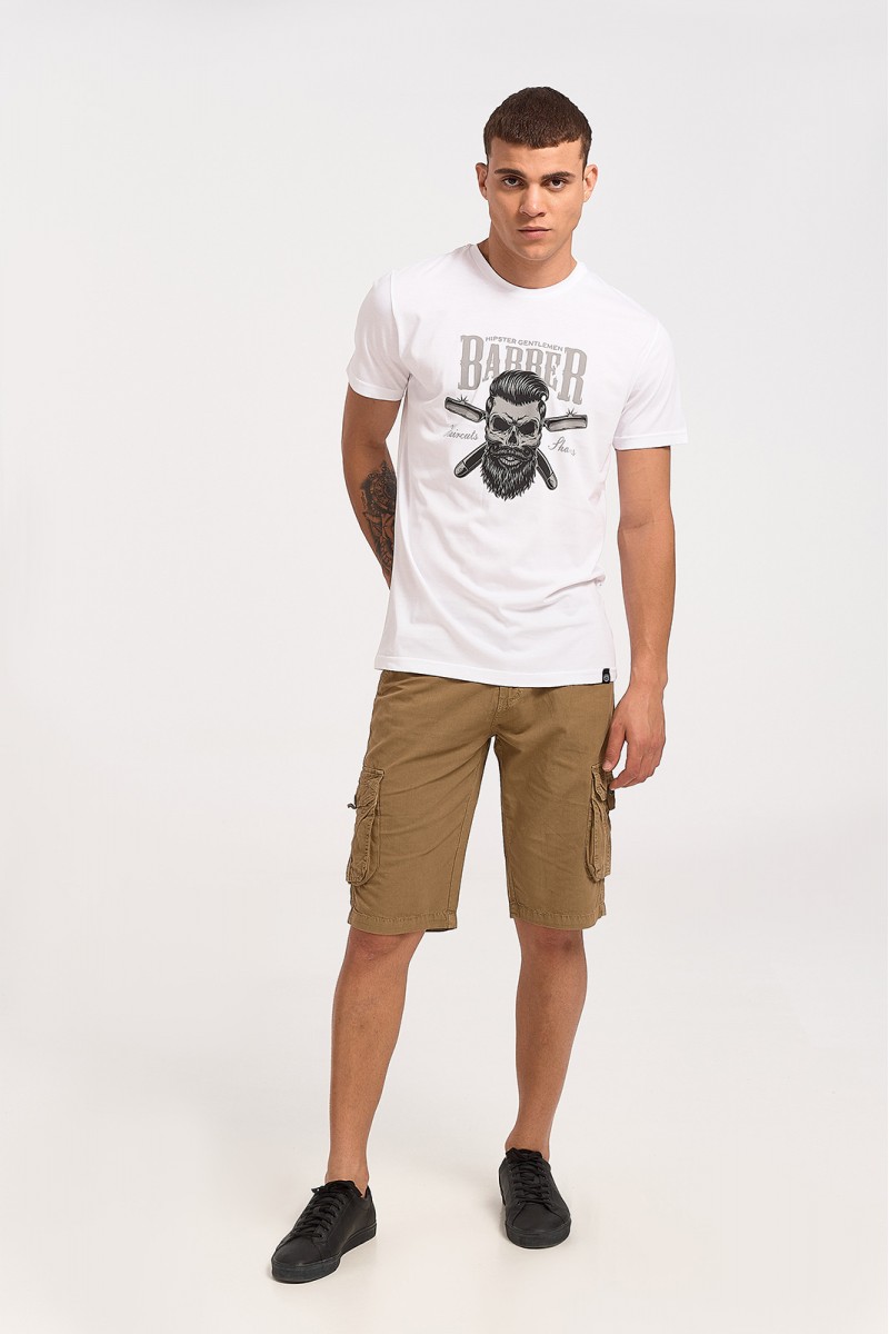 Ανδρικό T-Shirt Cotton4all BARBER 23-711 Λευκό