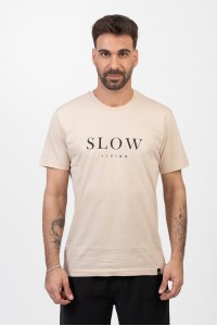 Ανδρικό T-Shirt Cotton4all SLOW LIVING 24-901 ΕΚΡΟΥ