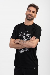 Ανδρικό T-Shirt Cotton4all CHILL OUT ΜΑΥΡΟ 24-918