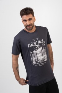Ανδρικό T-Shirt Cotton4all CHILL OUT ΑΝΘΡΑΚΙ 24-918