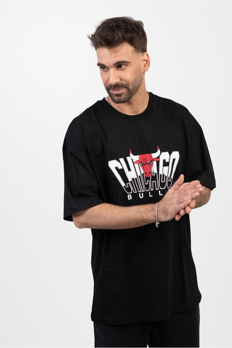 OVERSIZE Ανδρικό T-Shirt CHICAGO BULLS ΜΑΥΡΟ 24-935