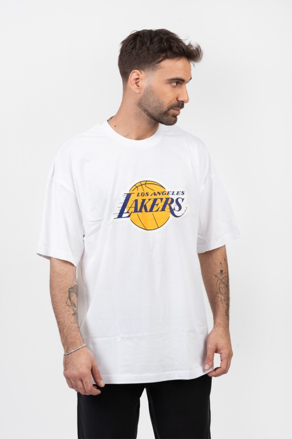 OVERSIZE Ανδρικό T-Shirt LOS ANGELES LAKERS ΛΕΥΚΟ