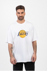 OVERSIZE Ανδρικό T-Shirt LOS ANGELES LAKERS ΛΕΥΚΟ