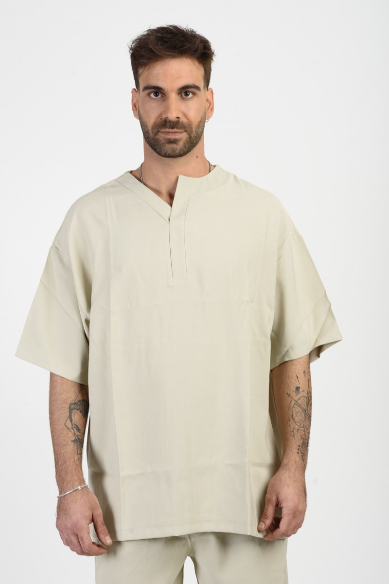 Ανδρική μπλούζα λινή COTTON4ALL Εκρού 24-943
