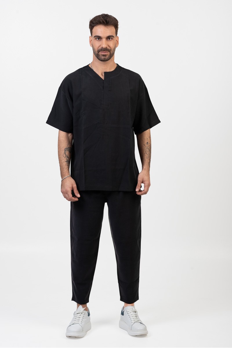 Ανδρικό παντελόνι Λινό COTTON4ALL Μαύρο 24-951 Ανδρικό παντελόνι Λινό COTTON4ALL Μαύρο 24-951