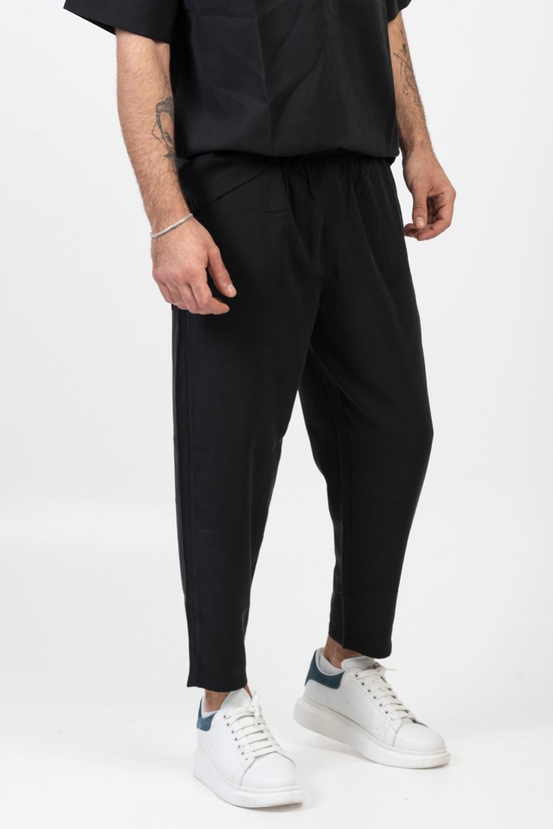 Ανδρικό παντελόνι Λινό COTTON4ALL Μαύρο 24-951