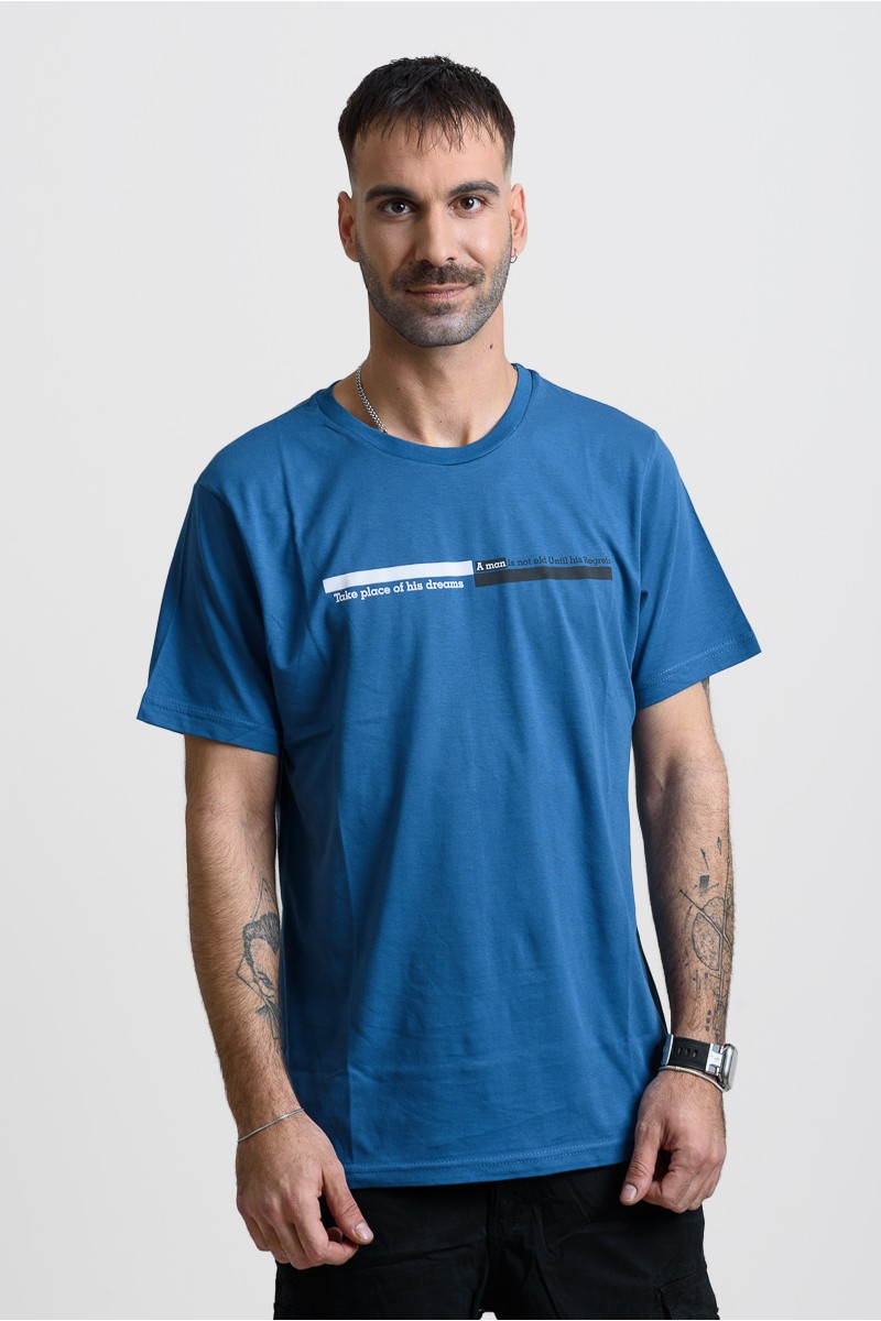 Ανδρικό T-Shirt Cotton4all 25-214 ΙΝΤΙΓΚΟ