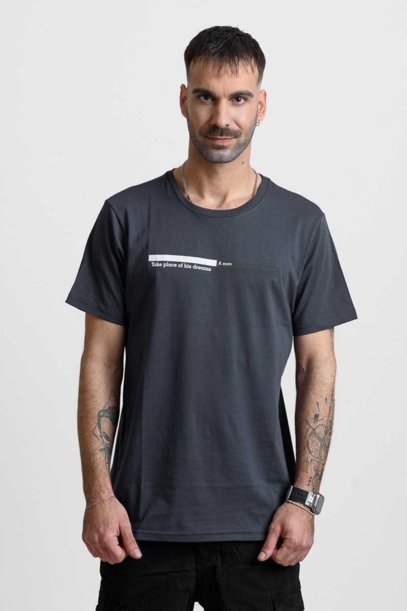 Ανδρικό T-Shirt Cotton4all 25-214 Ανθρακί