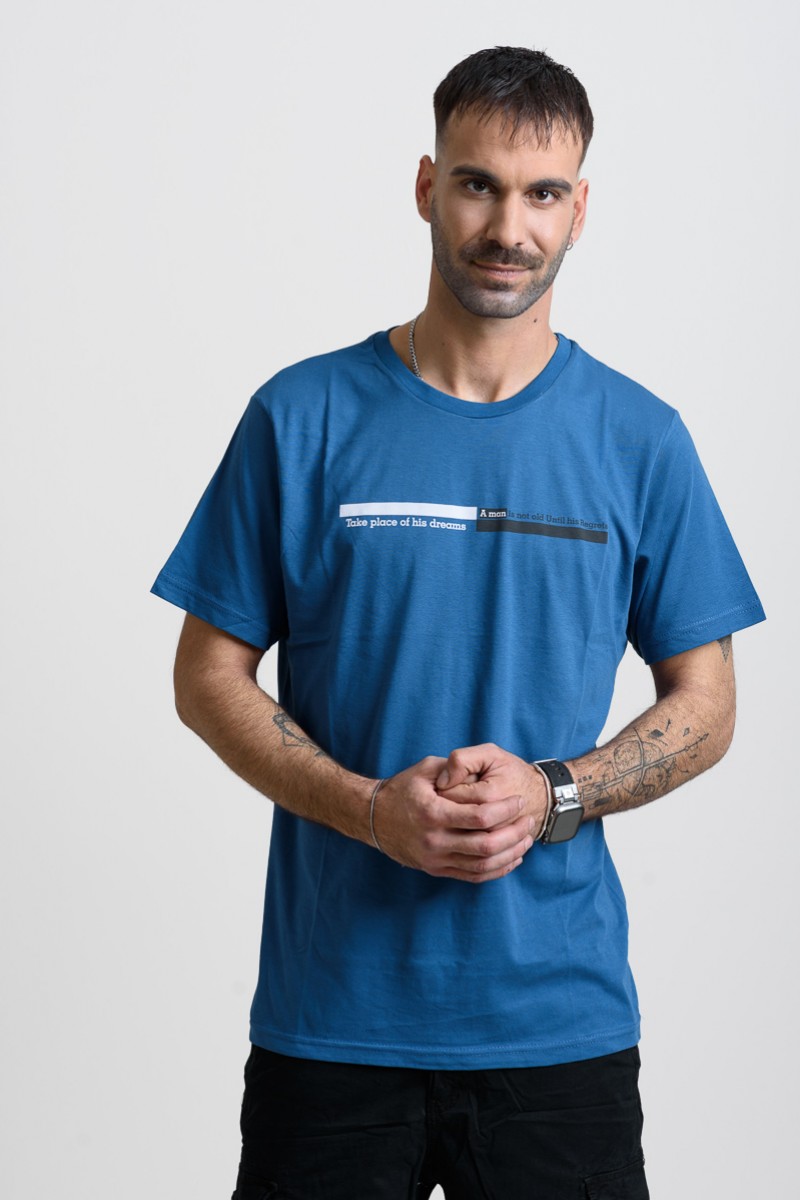Ανδρικό T-Shirt Cotton4all 25-214 ΙΝΤΙΓΚΟ