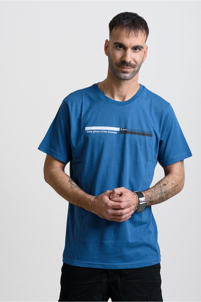 Ανδρικό T-Shirt Cotton4all 25-214 ΙΝΤΙΓΚΟ