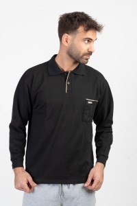 Μπλούζα Φούτερ με γιακά και τσέπη COTTON4ALL Μαύρο Μπλούζα Φούτερ με γιακά και τσέπη COTTON4ALL Μαύρο